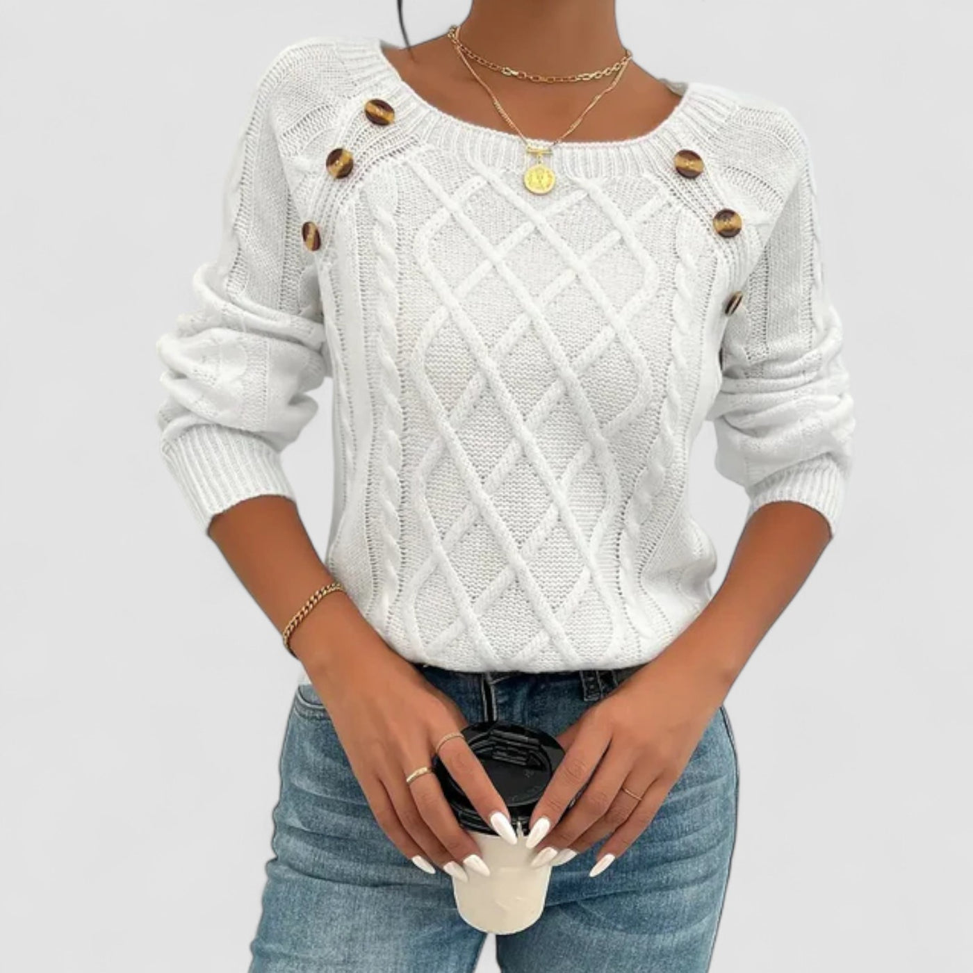Stilhaus Bern | Schulterknopf Zopf Pullover