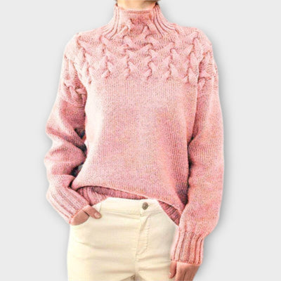 Aurora - Damenpullover mit Zopfstrick-Detail
