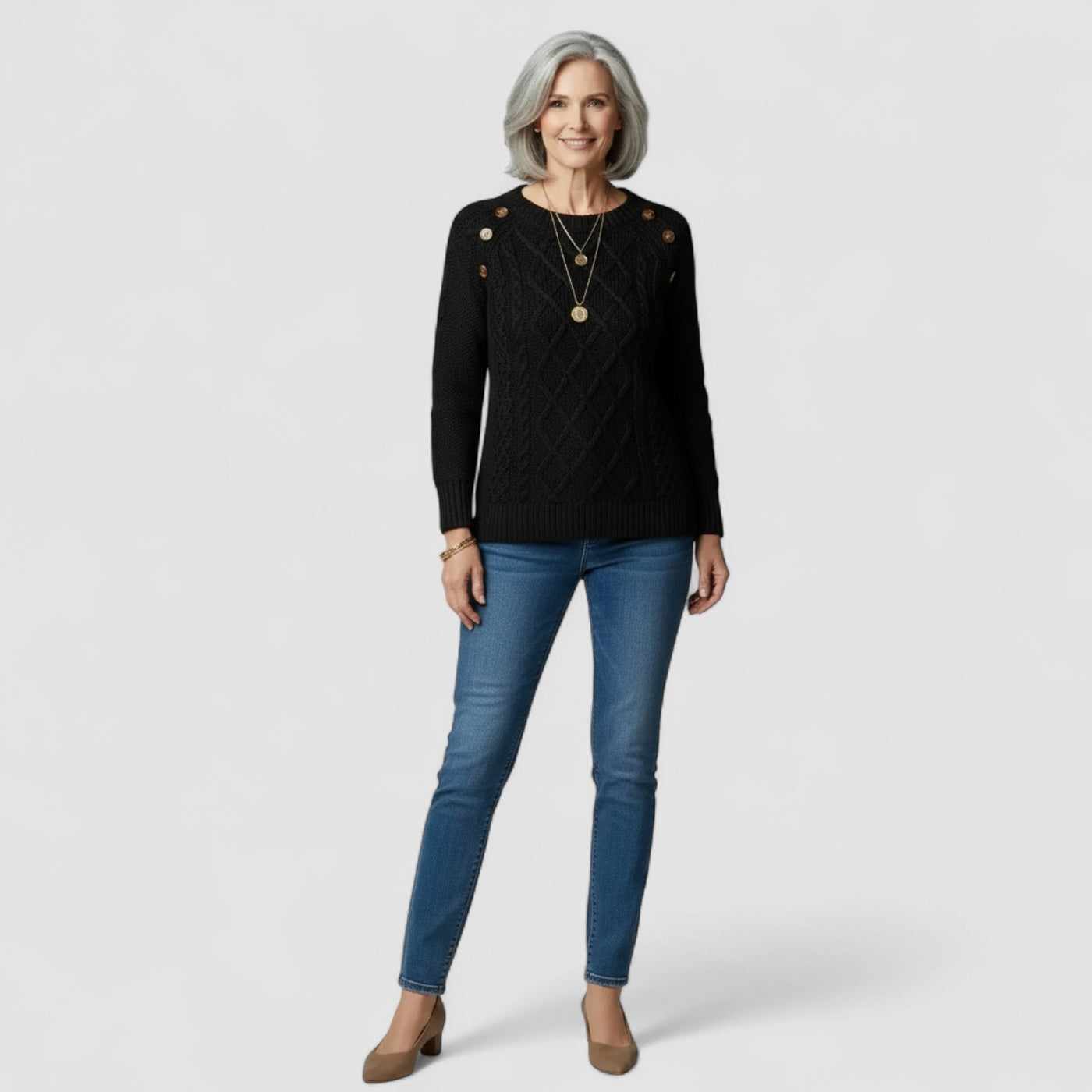 Stilhaus Bern | Schulterknopf Zopf Pullover