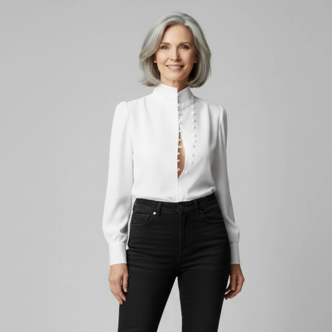 Stilhaus Bern | Asymmetrische Stehkragen Bluse