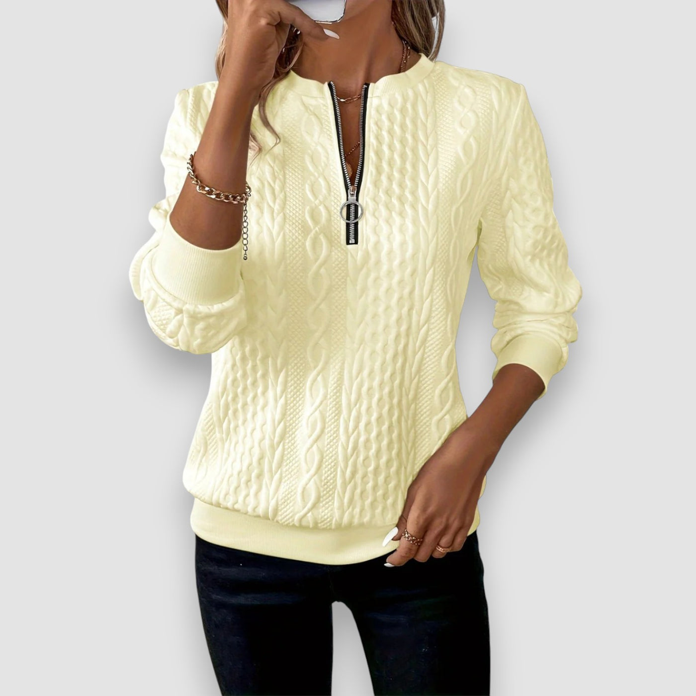 Stilhaus Bern | Strukturierter Reißverschluss-Pullover
